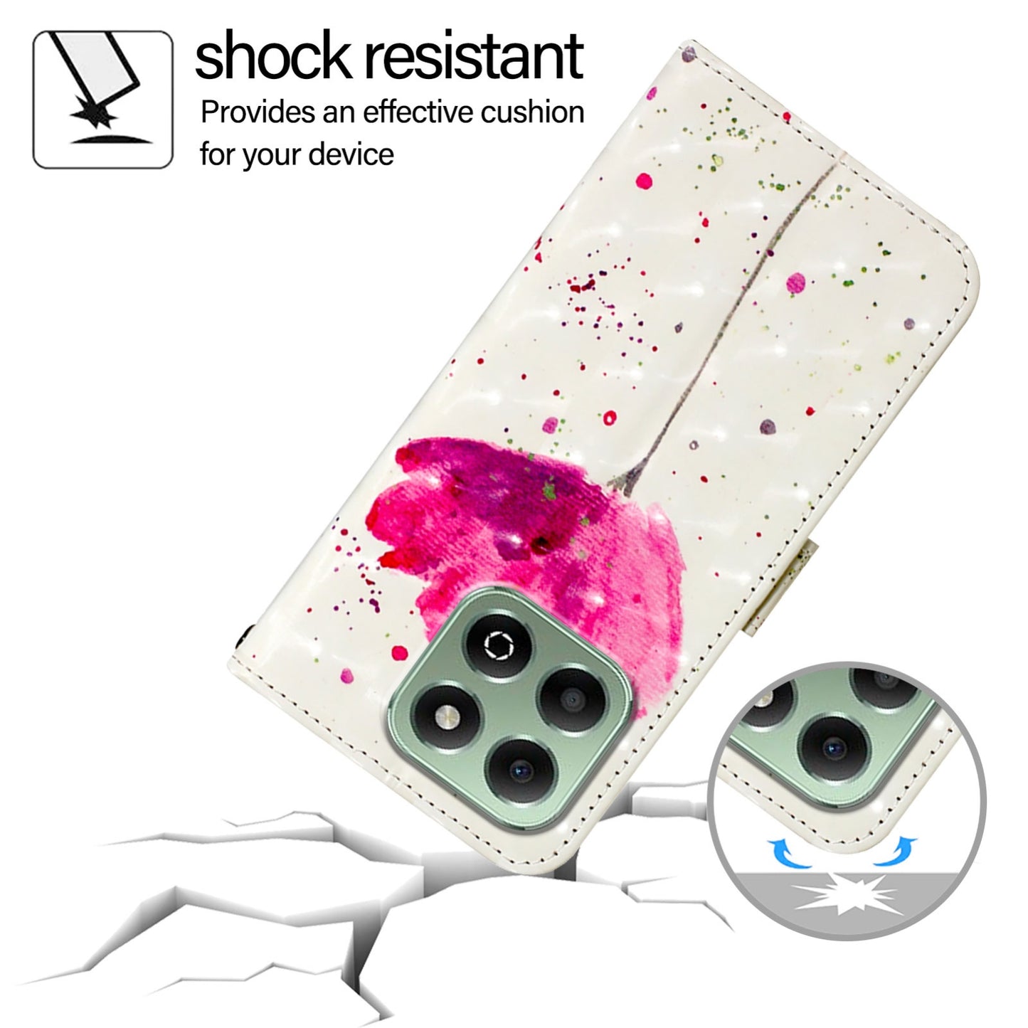 Honor X6b Leather Flip Phone Case with 3D Painted Design, Card Holder, Wallet & Stand Function - Durable Protection & Easy Access