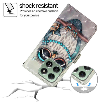 Honor X6b Leather Flip Phone Case with 3D Painted Design, Card Holder, Wallet & Stand Function - Durable Protection & Easy Access