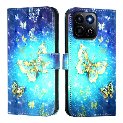 Honor 200 Smart 5G Global Leather Flip Phone Case with 3D Painted Design, Card Holder, Wallet & Stand Function - Durable Protection & Easy Access