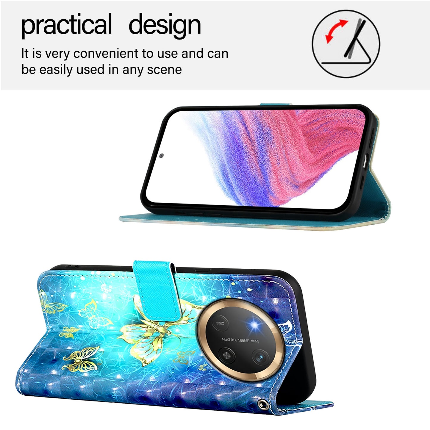 Honor X9c 5G Leather Flip Phone Case with 3D Painted Design, Card Holder, Wallet & Stand Function - Durable Protection & Easy Access