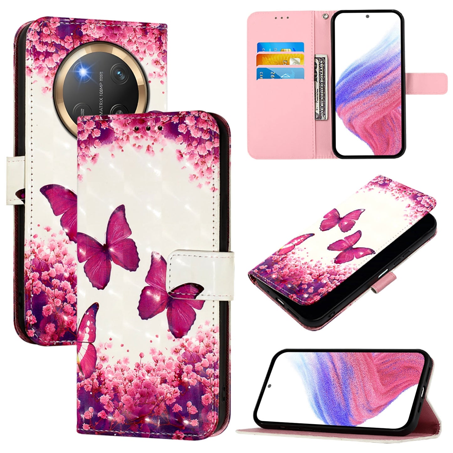 Honor X9c 5G Leather Flip Phone Case with 3D Painted Design, Card Holder, Wallet & Stand Function - Durable Protection & Easy Access