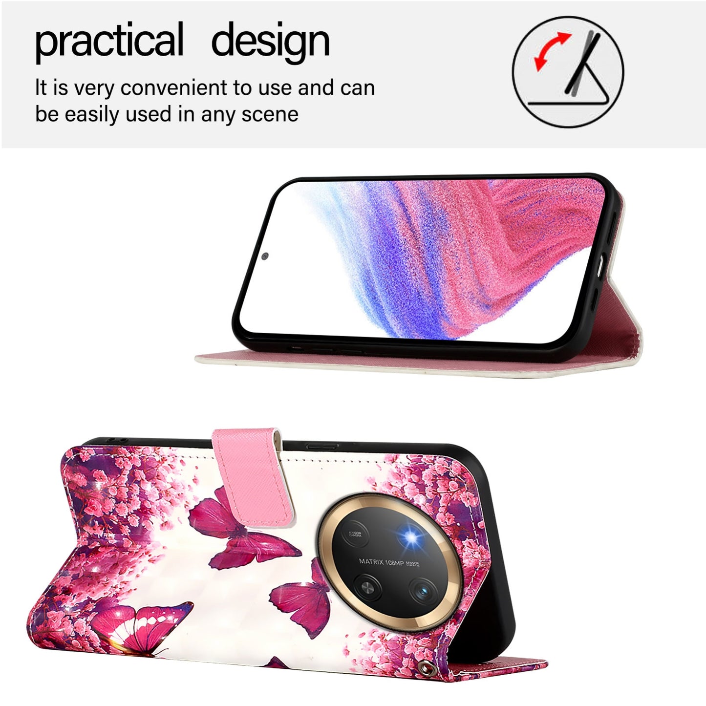 Honor X9c 5G Leather Flip Phone Case with 3D Painted Design, Card Holder, Wallet & Stand Function - Durable Protection & Easy Access