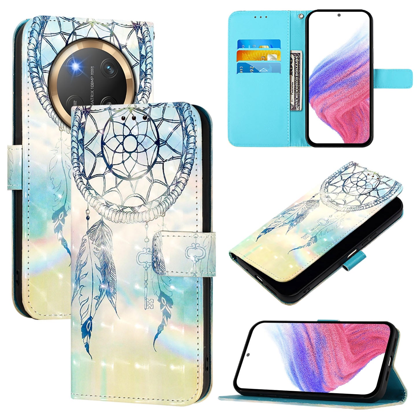 Honor X9c 5G Leather Flip Phone Case with 3D Painted Design, Card Holder, Wallet & Stand Function - Durable Protection & Easy Access