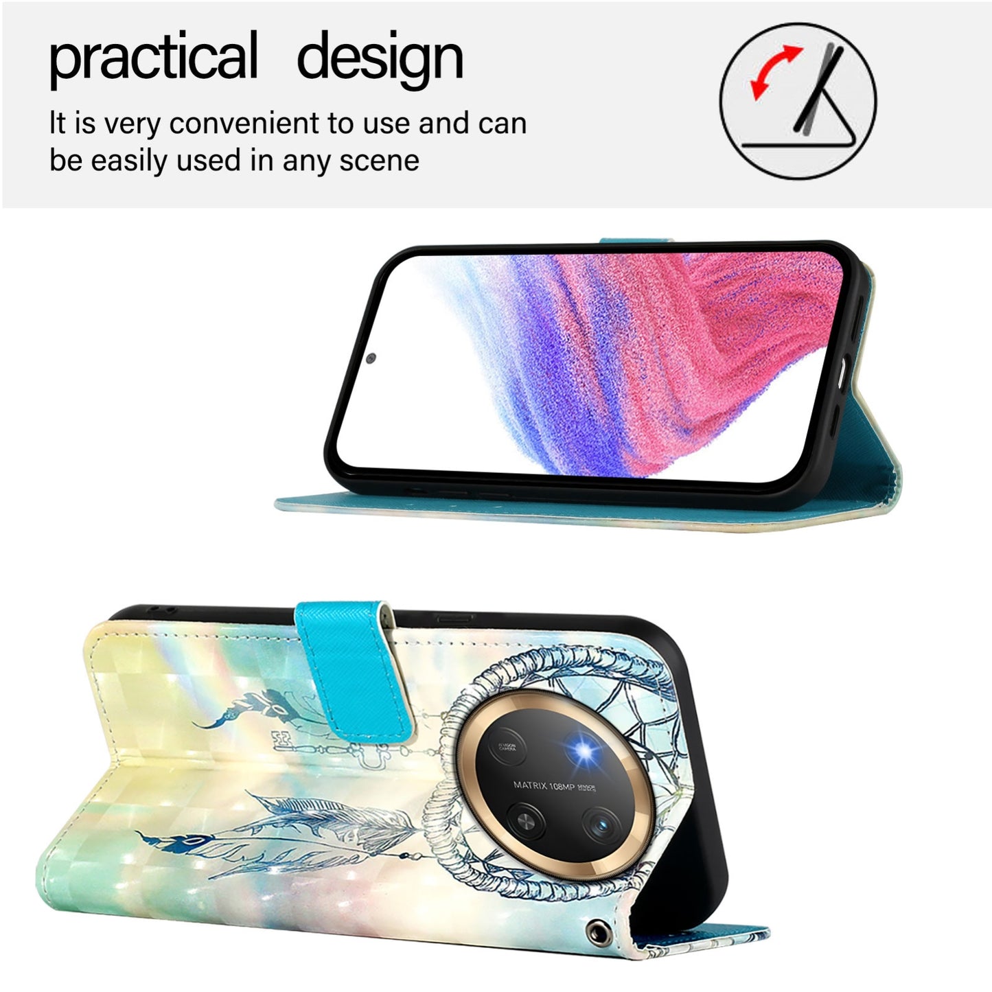 Honor X9c 5G Leather Flip Phone Case with 3D Painted Design, Card Holder, Wallet & Stand Function - Durable Protection & Easy Access