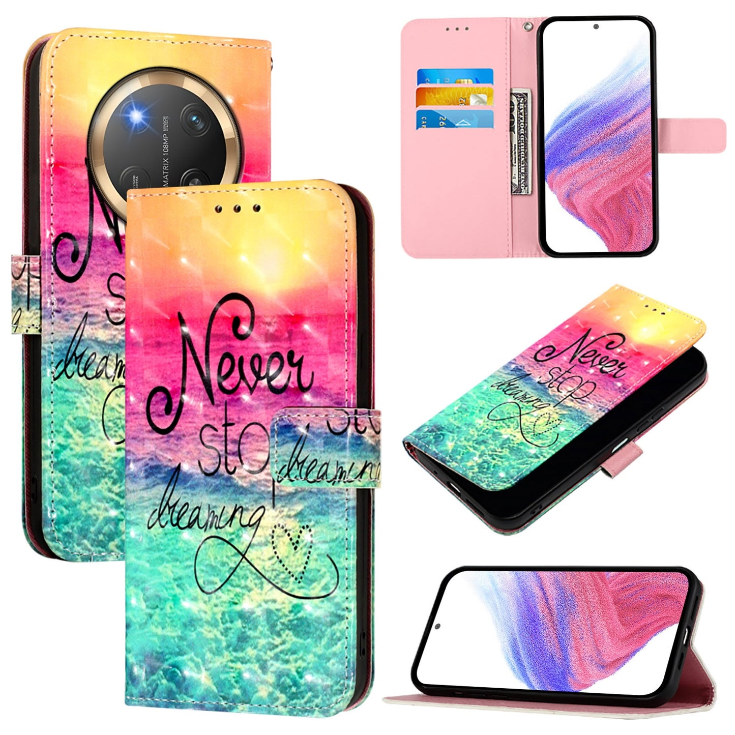 Honor X9c 5G Leather Flip Phone Case with 3D Painted Design, Card Holder, Wallet & Stand Function - Durable Protection & Easy Access