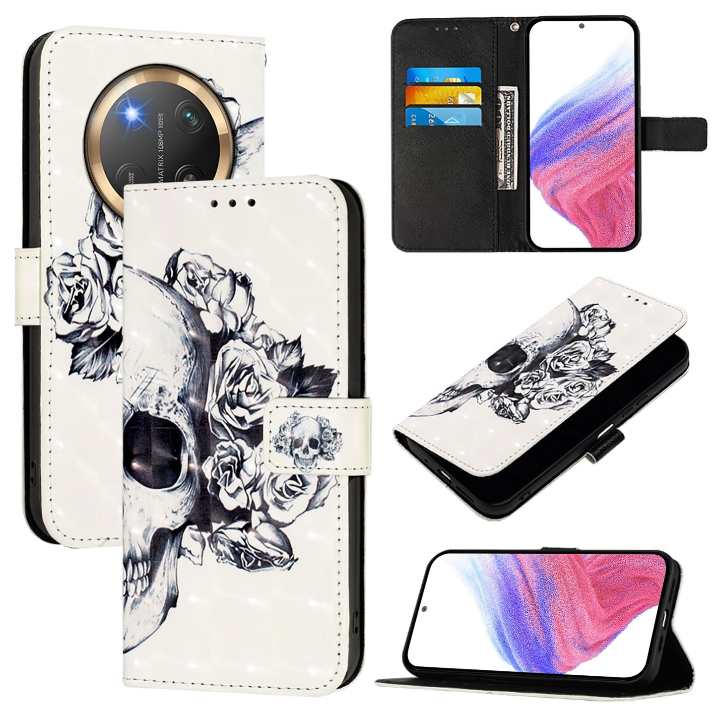 Honor X9c 5G Leather Flip Phone Case with 3D Painted Design, Card Holder, Wallet & Stand Function - Durable Protection & Easy Access