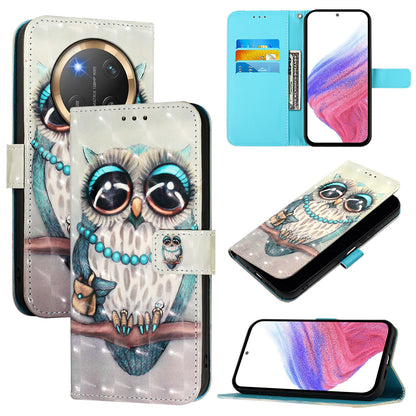 Honor X9c 5G Leather Flip Phone Case with 3D Painted Design, Card Holder, Wallet & Stand Function - Durable Protection & Easy Access