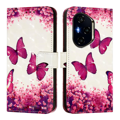 Honor 300 Pro Leather Flip Phone Case with 3D Painted Design, Card Holder, Wallet & Stand Function - Durable Protection & Easy Access