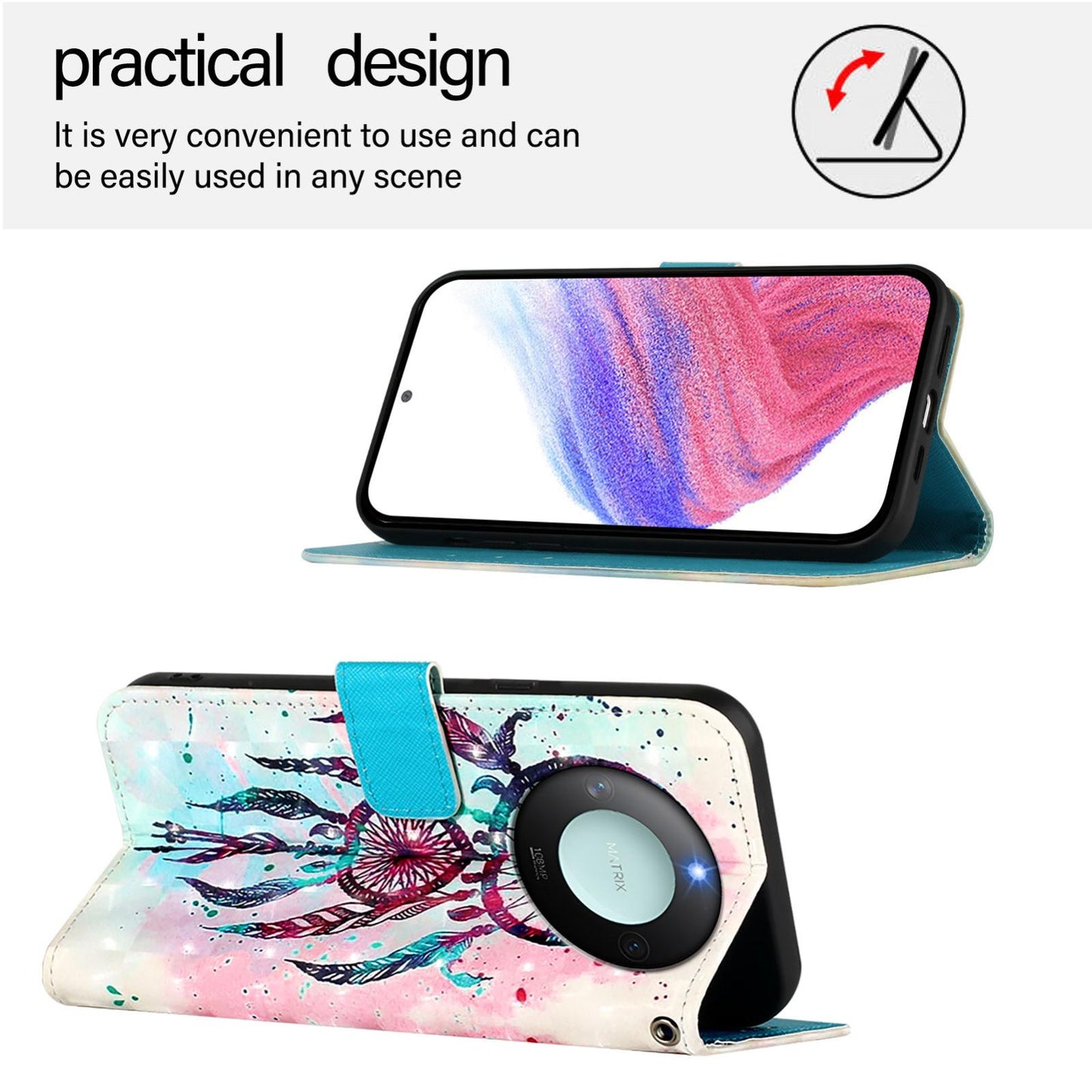 Honor X9C Smart 5G Leather Flip Phone Case with 3D Painted Design, Card Holder, Wallet & Stand Function - Durable Protection & Easy Access