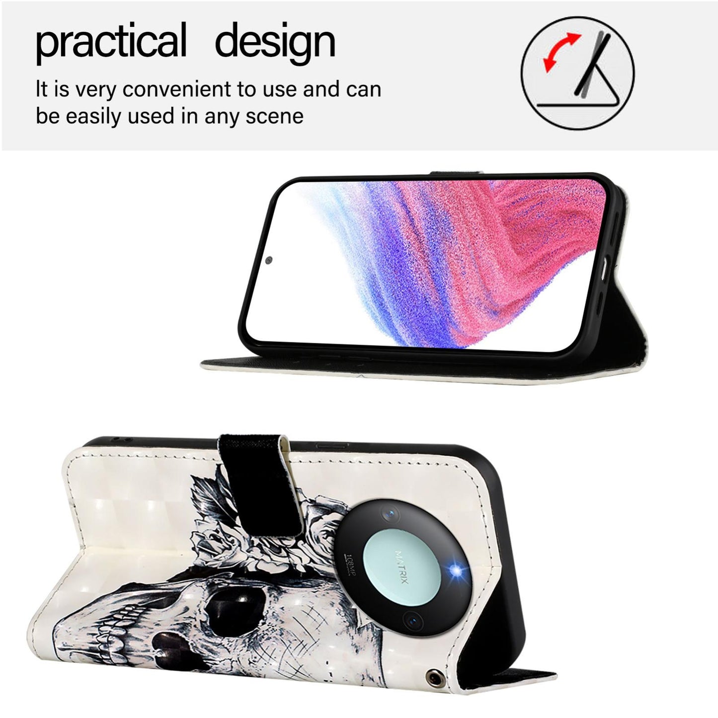 Honor X9C Smart 5G Leather Flip Phone Case with 3D Painted Design, Card Holder, Wallet & Stand Function - Durable Protection & Easy Access