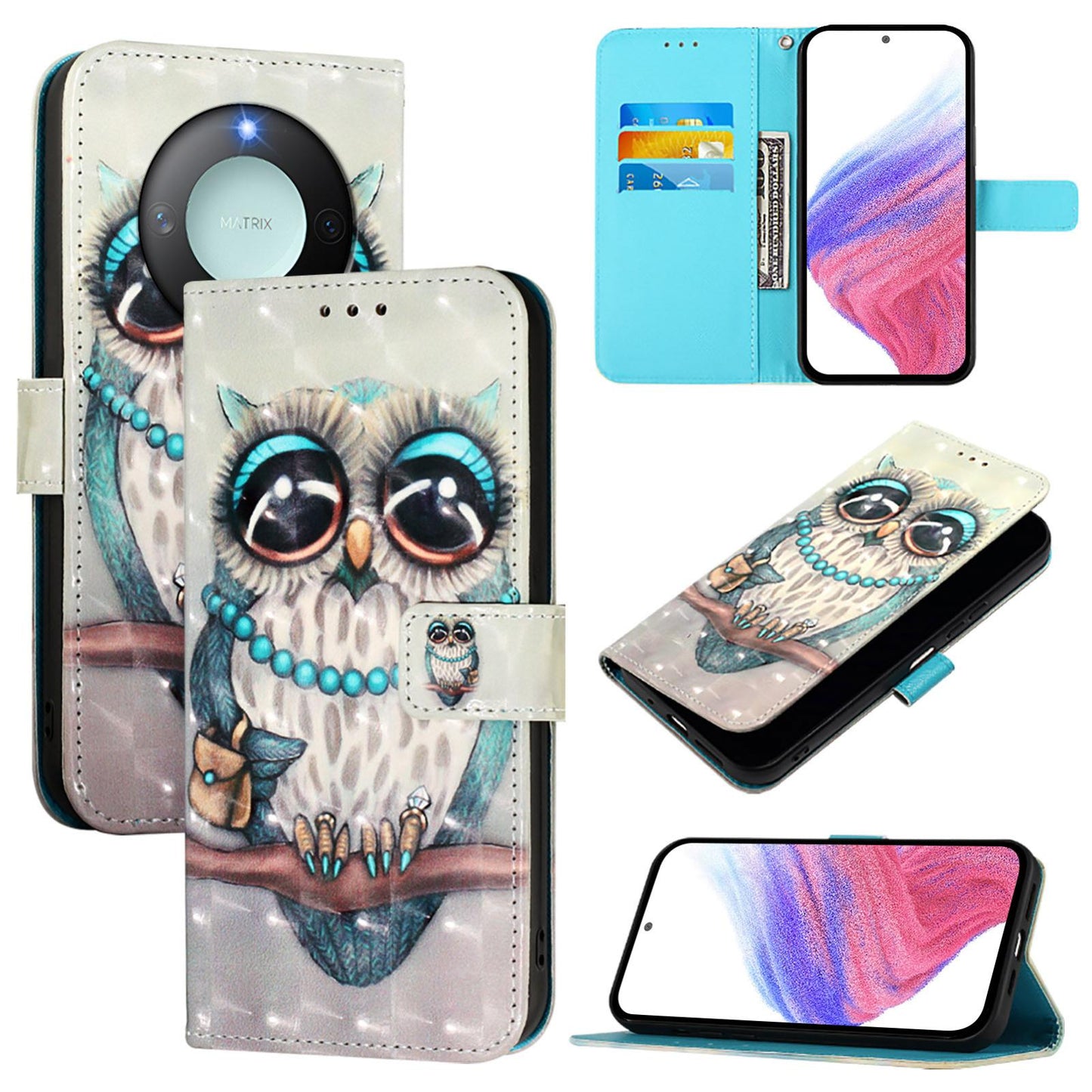 Honor X9C Smart 5G Leather Flip Phone Case with 3D Painted Design, Card Holder, Wallet & Stand Function - Durable Protection & Easy Access