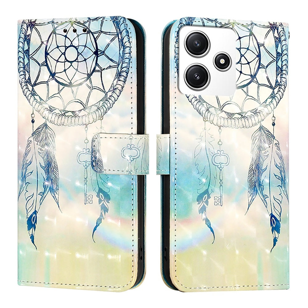 Redmi 12 4G Leather Flip Phone Case with 3D Painted Design, Card Holder, Wallet & Stand Function - Durable Protection & Easy Access