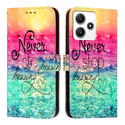 Redmi 12 4G Leather Flip Phone Case with 3D Painted Design, Card Holder, Wallet & Stand Function - Durable Protection & Easy Access