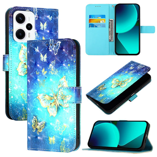 Redmi K50i Leather Flip Phone Case with 3D Painted Design, Card Holder, Wallet & Stand Function - Durable Protection & Easy Access