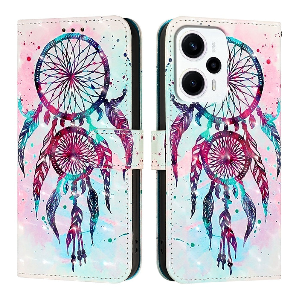 Redmi Note 11T Pro+ Leather Flip Phone Case with 3D Painted Design, Card Holder, Wallet & Stand Function - Durable Protection & Easy Access