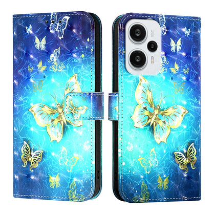 Redmi Note 12 Turbo Leather Flip Phone Case with 3D Painted Design, Card Holder, Wallet & Stand Function - Durable Protection & Easy Access