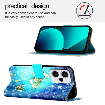 Xiaomi Poco F5 Leather Flip Phone Case with 3D Painted Design, Card Holder, Wallet & Stand Function - Durable Protection & Easy Access