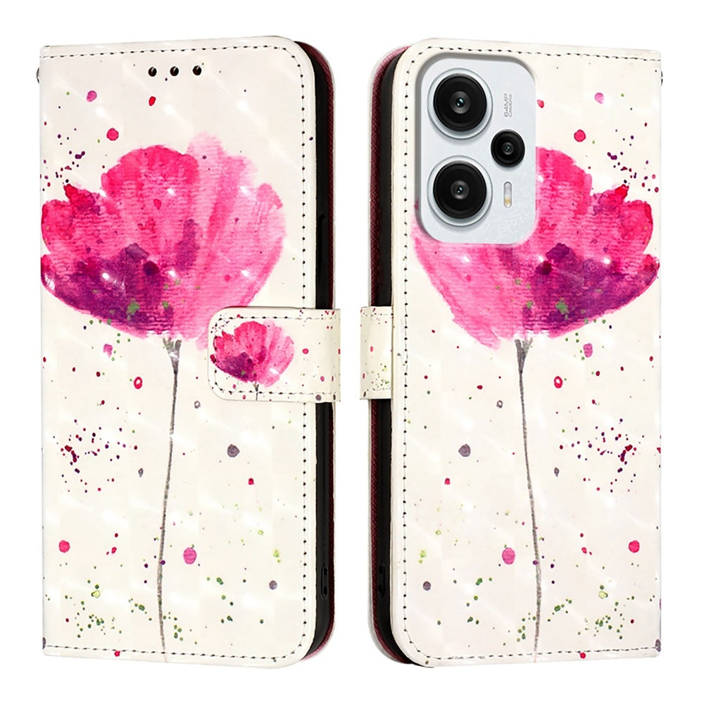 Redmi Note 12 Turbo Leather Flip Phone Case with 3D Painted Design, Card Holder, Wallet & Stand Function - Durable Protection & Easy Access