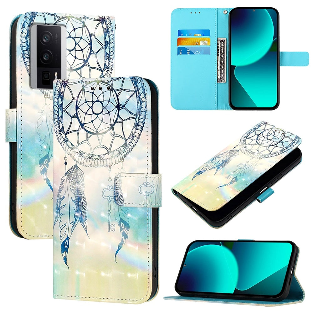 Redmi K60 Pro Leather Flip Phone Case with 3D Painted Design, Card Holder, Wallet & Stand Function - Durable Protection & Easy Access