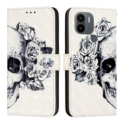 Redmi A1+ Leather Flip Phone Case with 3D Painted Design, Card Holder, Wallet & Stand Function - Durable Protection & Easy Access