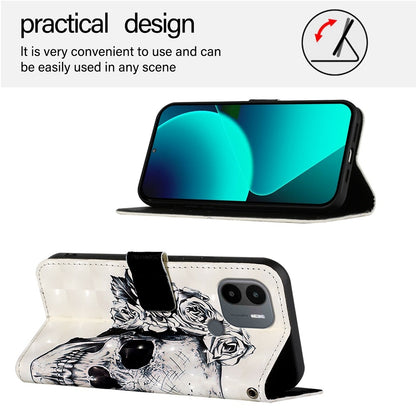 Redmi A2+ Leather Flip Phone Case with 3D Painted Design, Card Holder, Wallet & Stand Function - Durable Protection & Easy Access