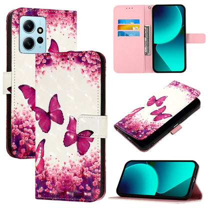 Redmi Note 12 4G Global Leather Flip Phone Case with 3D Painted Design, Card Holder, Wallet & Stand Function - Durable Protection & Easy Access