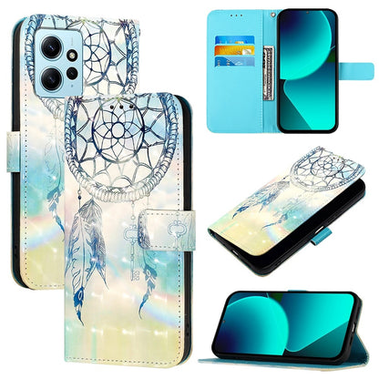 Redmi Note 12 4G Global Leather Flip Phone Case with 3D Painted Design, Card Holder, Wallet & Stand Function - Durable Protection & Easy Access