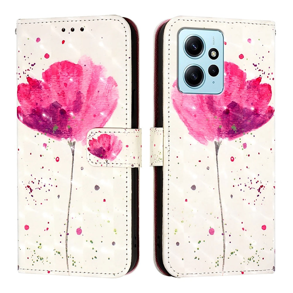 Redmi Note 12 4G Global Leather Flip Phone Case with 3D Painted Design, Card Holder, Wallet & Stand Function - Durable Protection & Easy Access