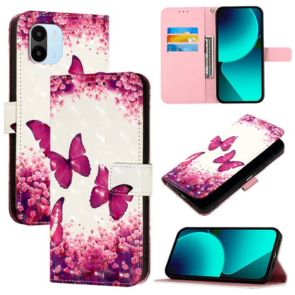 Redmi A2 4G Leather Flip Phone Case with 3D Painted Design, Card Holder, Wallet & Stand Function - Durable Protection & Easy Access