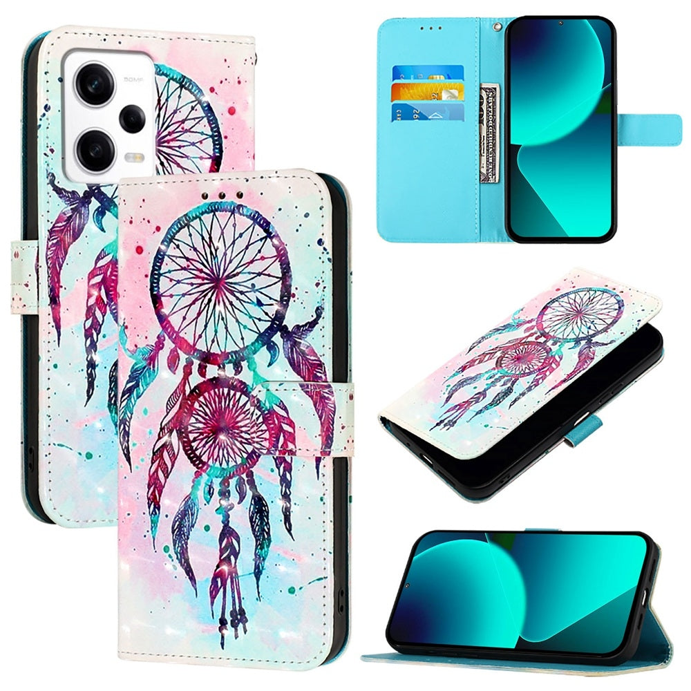 Redmi Note 12 Explorer Leather Flip Phone Case with 3D Painted Design, Card Holder, Wallet & Stand Function - Durable Protection & Easy Access