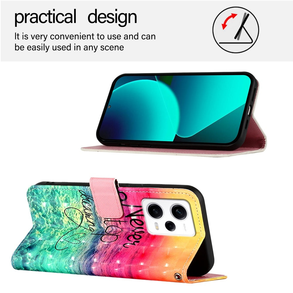 Redmi Note 12 Pro Speed Leather Flip Phone Case with 3D Painted Design, Card Holder, Wallet & Stand Function - Durable Protection & Easy Access