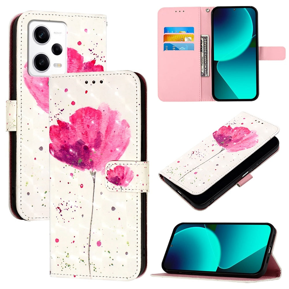 Redmi Note 12 Pro Speed Leather Flip Phone Case with 3D Painted Design, Card Holder, Wallet & Stand Function - Durable Protection & Easy Access