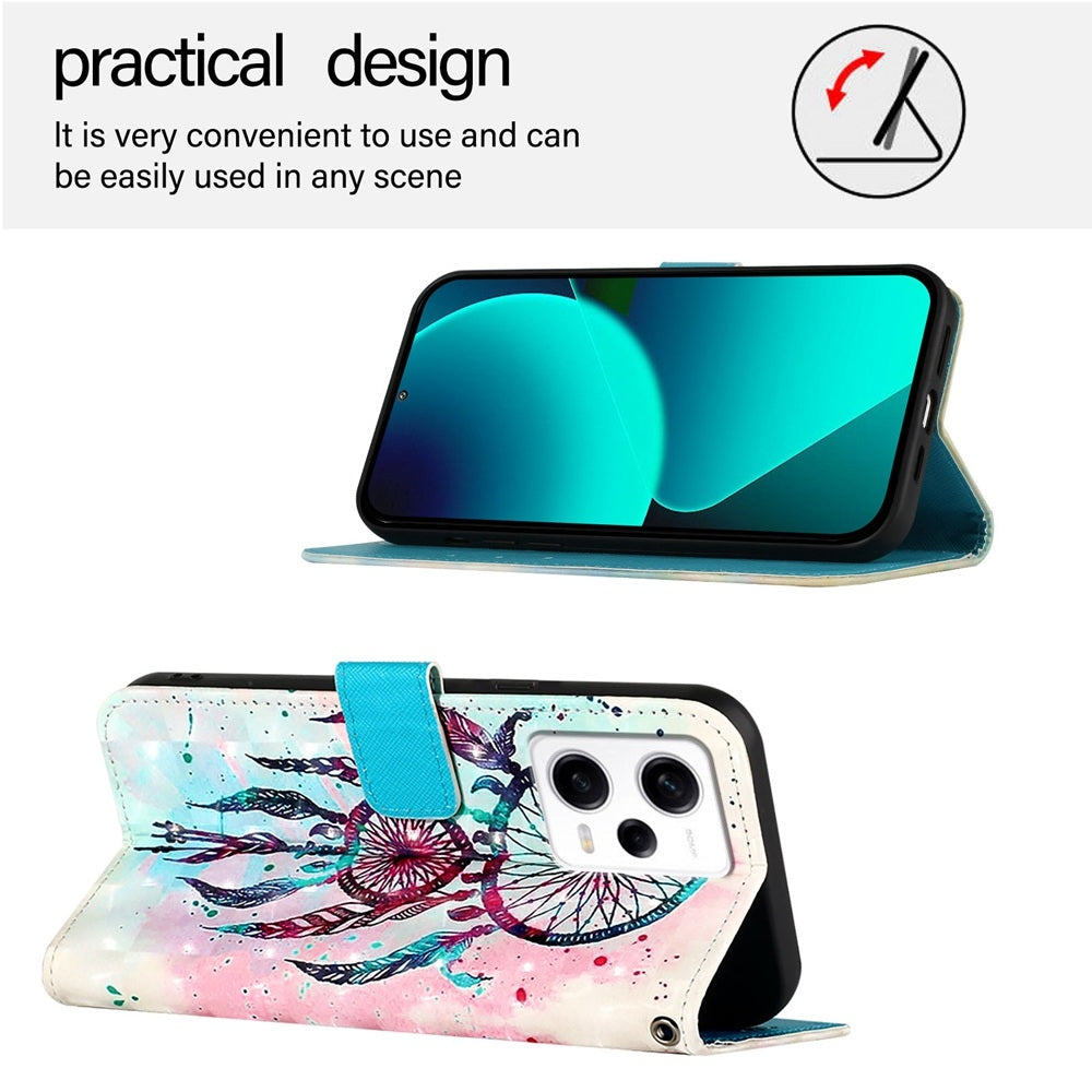 Redmi Note 12 Pro Speed Leather Flip Phone Case with 3D Painted Design, Card Holder, Wallet & Stand Function - Durable Protection & Easy Access