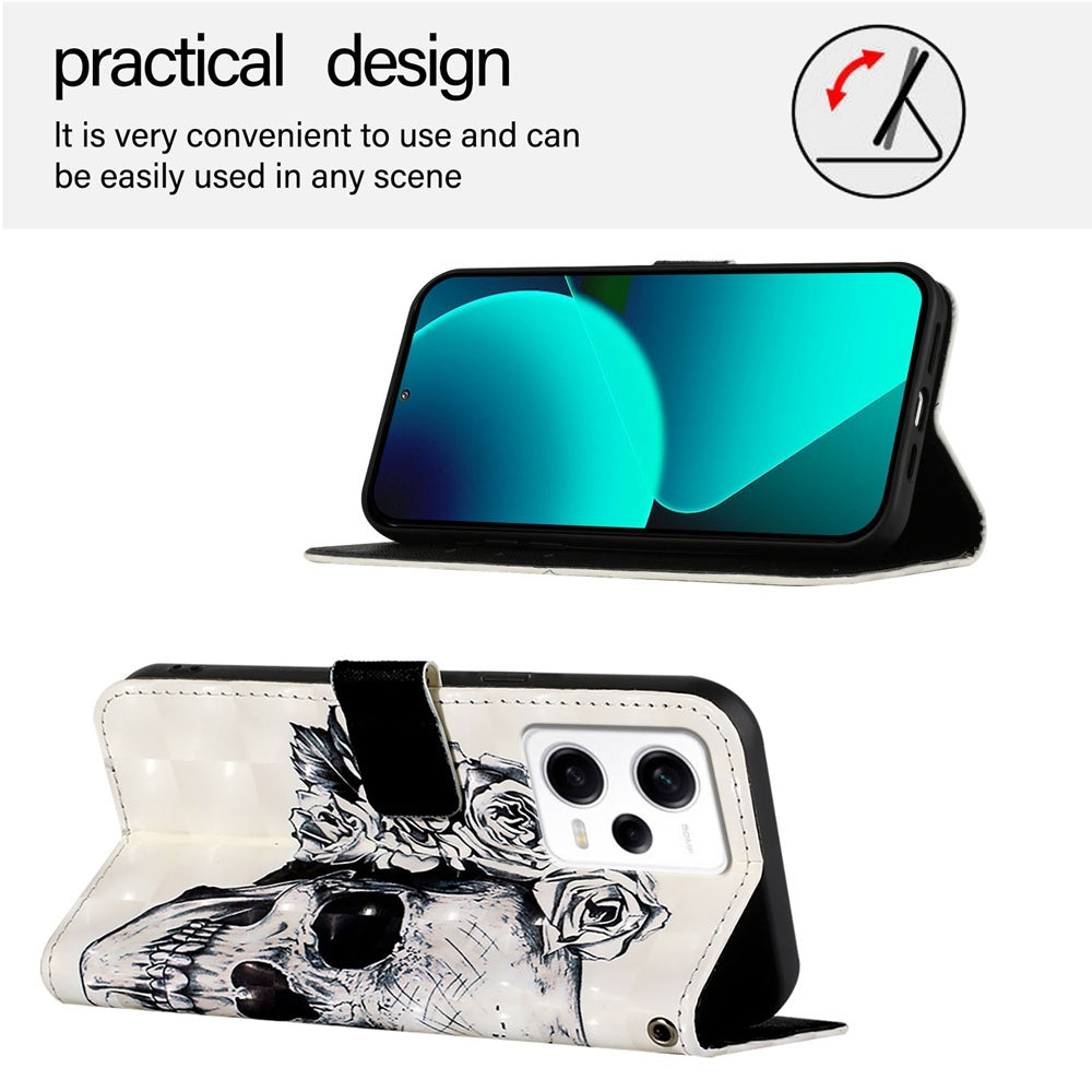 Redmi Note 12 Pro Speed Leather Flip Phone Case with 3D Painted Design, Card Holder, Wallet & Stand Function - Durable Protection & Easy Access