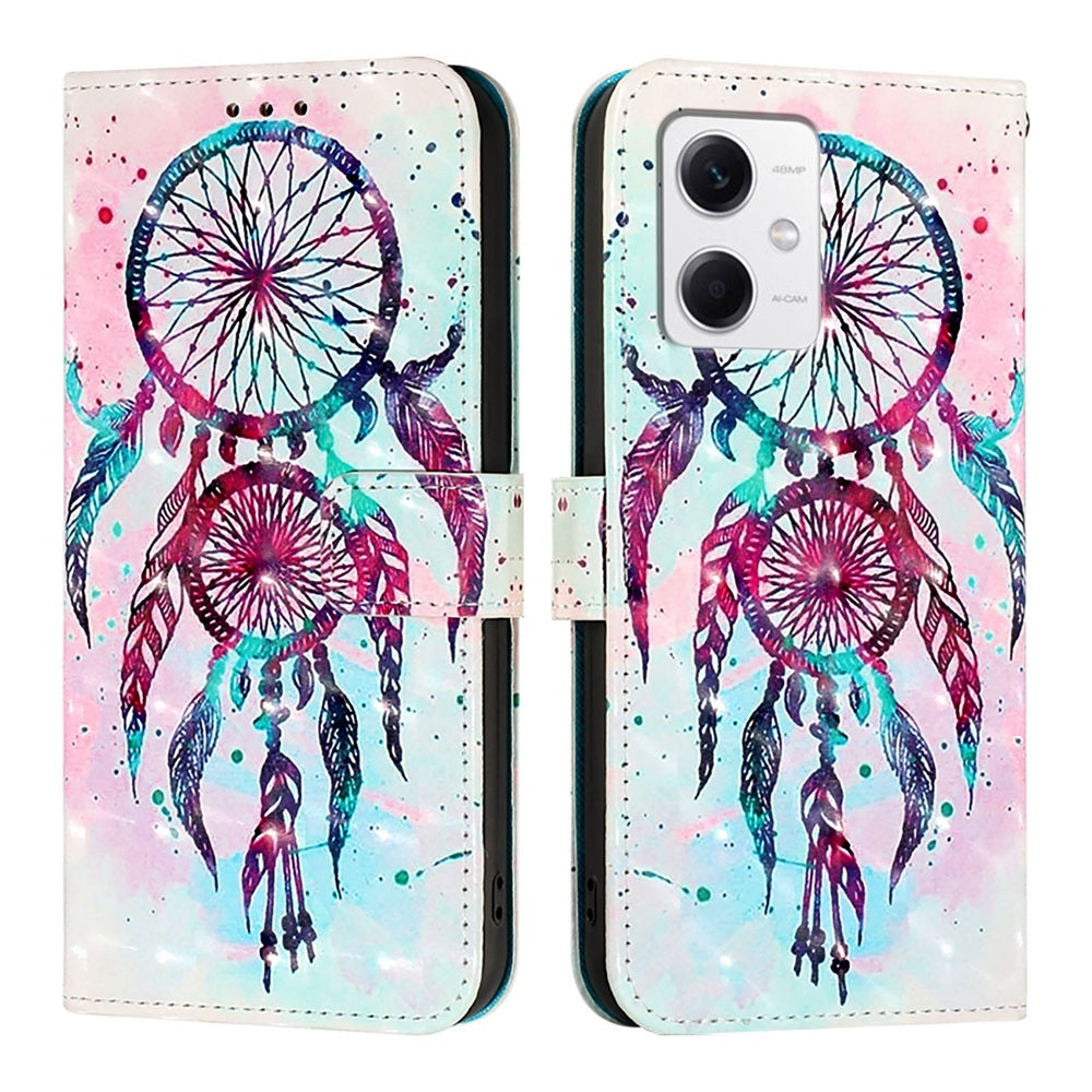 Redmi Note 12 5G Global Leather Flip Phone Case with 3D Painted Design, Card Holder, Wallet & Stand Function - Durable Protection & Easy Access