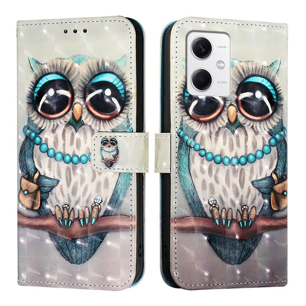 Redmi Note 12 5G Global Leather Flip Phone Case with 3D Painted Design, Card Holder, Wallet & Stand Function - Durable Protection & Easy Access