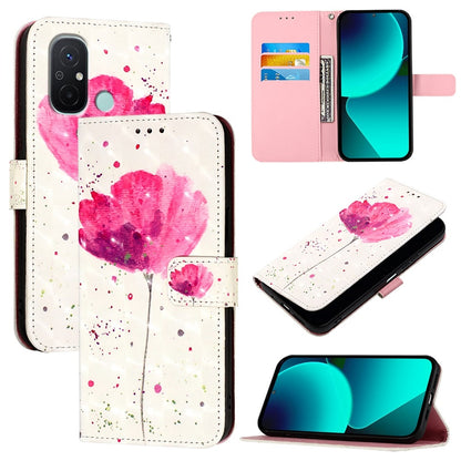 Redmi 12C Leather Flip Phone Case with 3D Painted Design, Card Holder, Wallet & Stand Function - Durable Protection & Easy Access