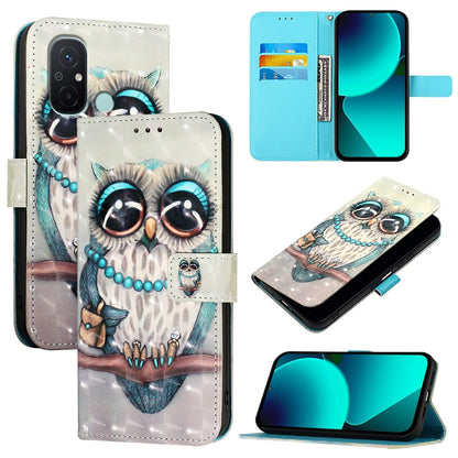 Redmi 12C Leather Flip Phone Case with 3D Painted Design, Card Holder, Wallet & Stand Function - Durable Protection & Easy Access