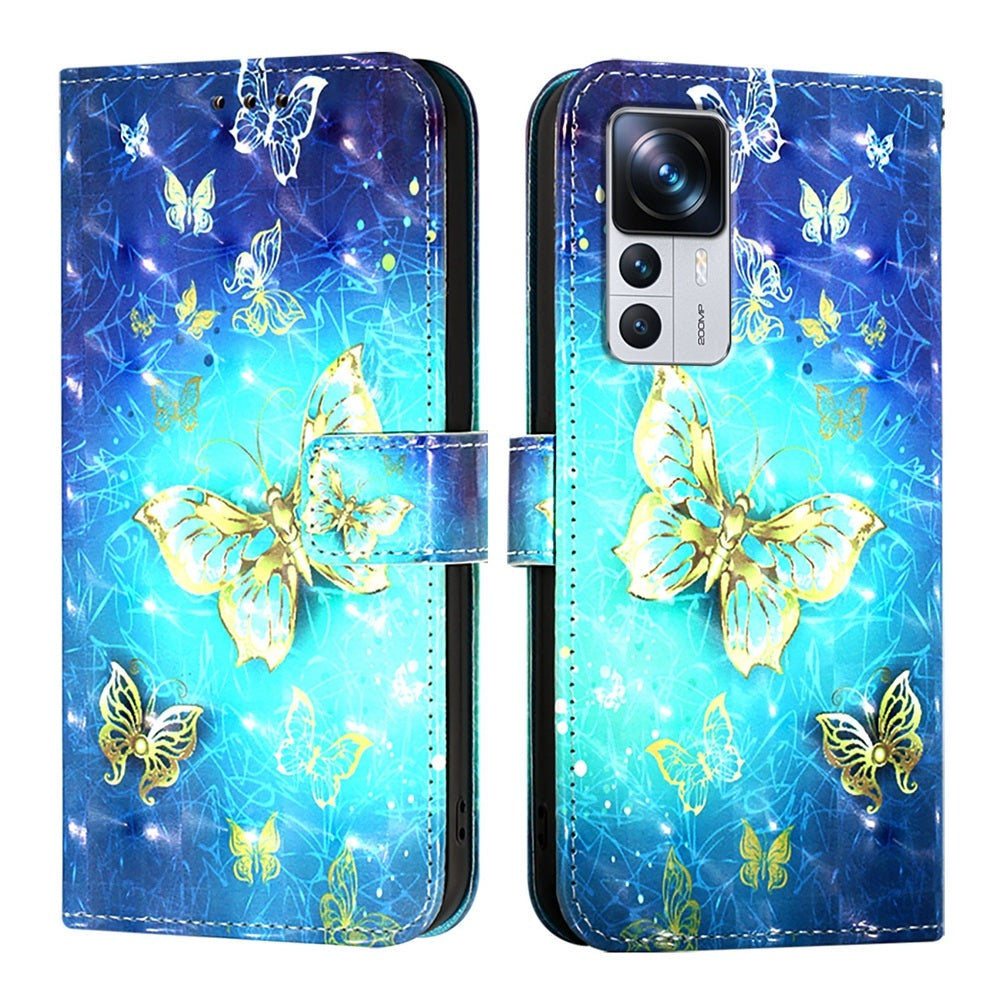 Redmi 12T Pro Leather Flip Phone Case with 3D Painted Design, Card Holder, Wallet & Stand Function - Durable Protection & Easy Access