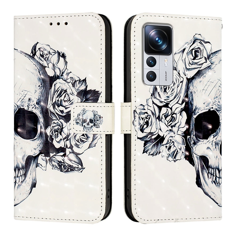 Redmi K50 Ultra Leather Flip Phone Case with 3D Painted Design, Card Holder, Wallet & Stand Function - Durable Protection & Easy Access