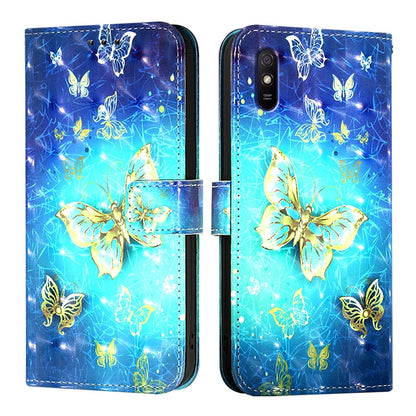 Redmi 9AT Leather Flip Phone Case with 3D Painted Design, Card Holder, Wallet & Stand Function - Durable Protection & Easy Access