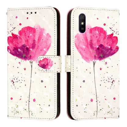Redmi 9i Leather Flip Phone Case with 3D Painted Design, Card Holder, Wallet & Stand Function - Durable Protection & Easy Access