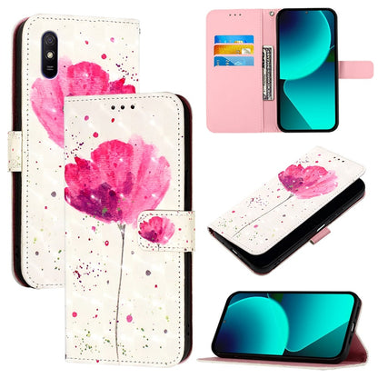 Redmi 9AT Leather Flip Phone Case with 3D Painted Design, Card Holder, Wallet & Stand Function - Durable Protection & Easy Access
