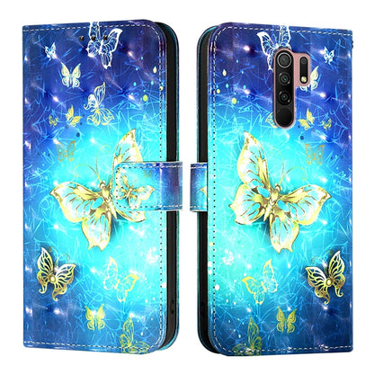 Redmi 9 Prime India Leather Flip Phone Case with 3D Painted Design, Card Holder, Wallet & Stand Function - Durable Protection & Easy Access