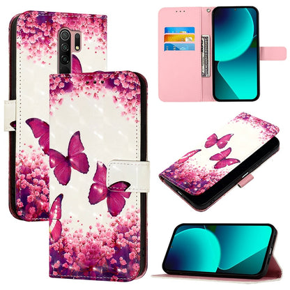 Redmi 9 Prime India Leather Flip Phone Case with 3D Painted Design, Card Holder, Wallet & Stand Function - Durable Protection & Easy Access