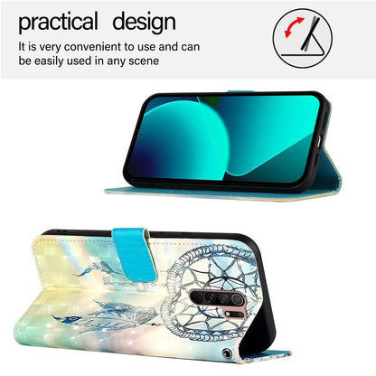 Redmi 9 Prime India Leather Flip Phone Case with 3D Painted Design, Card Holder, Wallet & Stand Function - Durable Protection & Easy Access
