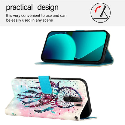 Redmi 9 Leather Flip Phone Case with 3D Painted Design, Card Holder, Wallet & Stand Function - Durable Protection & Easy Access