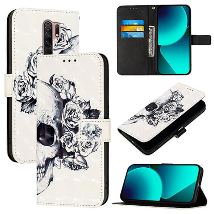 Redmi 9 Prime India Leather Flip Phone Case with 3D Painted Design, Card Holder, Wallet & Stand Function - Durable Protection & Easy Access