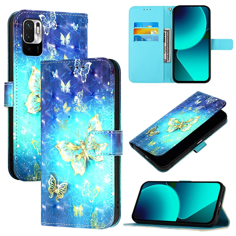 Redmi Note 10 5G Leather Flip Phone Case with 3D Painted Design, Card Holder, Wallet & Stand Function - Durable Protection & Easy Access