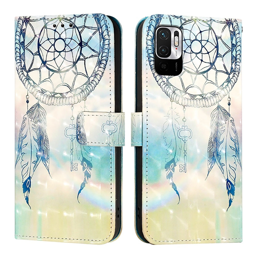 Redmi Note 10T 5G Leather Flip Phone Case with 3D Painted Design, Card Holder, Wallet & Stand Function - Durable Protection & Easy Access